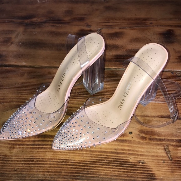 Azalea wang gamma nude PVC heels wedding heels formal wide heels 37 rhin… - Picture 4 of 13